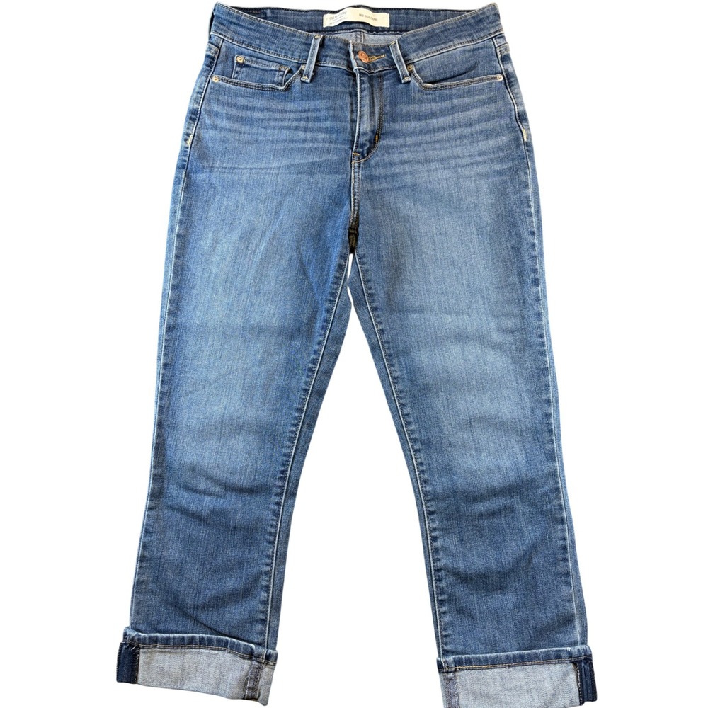 Signature by Levi Strauss Womens Mid Rise Capri Jeans Blue W28 Size 6